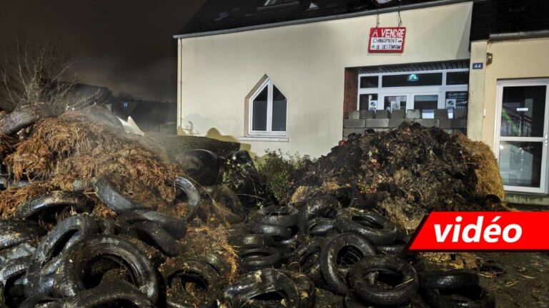 Angry farmers walled up the entrance to the French Biodiversity Office (OFB) in Beauvais