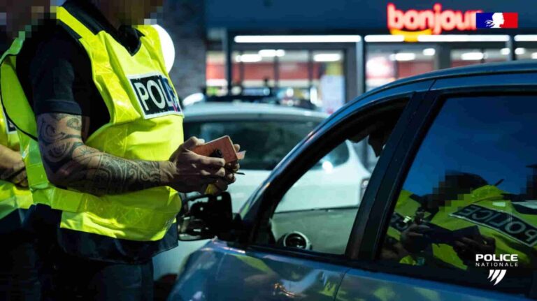 Beauvais. Without a license, he makes the police believe that he went to put gas in to sell his car