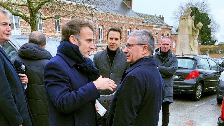 President Emmanuel Macron took a break from Vervins in the Aisne